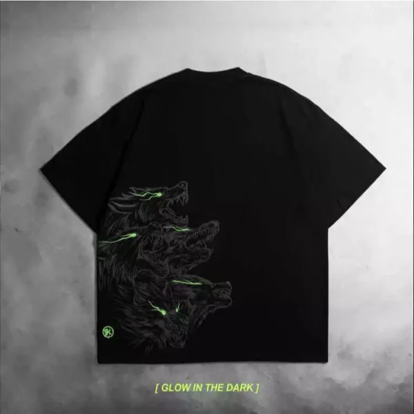 kr t shirt oversized relaxed fit black glow in the dark chimera