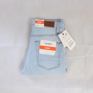 pull & bear celana jeans skinny biru muda terang pria blue light stretch