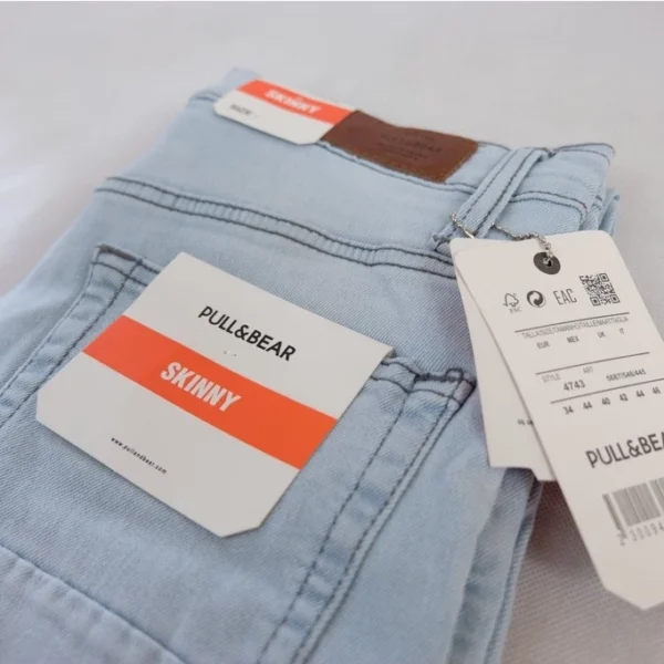 pull & bear celana jeans skinny biru muda terang pria blue light stretch